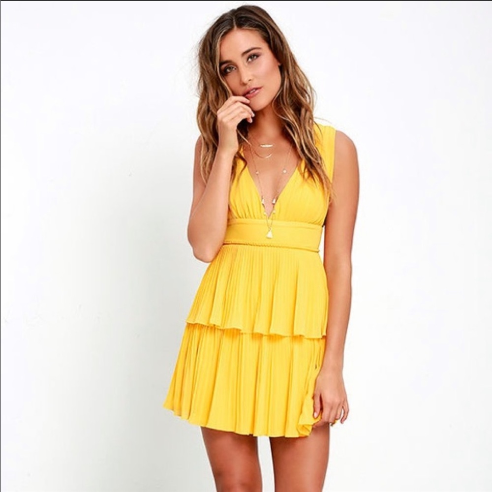 Lulus Yellow Ruffle Dress